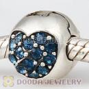 925 Sterling Silver Love Of My Life Clip Beads With Montana Austrian Crystal