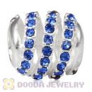 925 Sterling Silver Modern Glam Charm Bead With Sapphire Austrian Crystal Wholesale