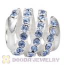925 Sterling Silver Modern Glam Charm Bead With Light Sapphire Austrian Crystal Wholesale