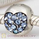 925 Sterling Silver Love Of My Life Clip Beads With Light Sapphire Austrian Crystal