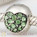 925 Sterling Silver Love Of My Life Clip Beads With Peridot Austrian Crystal