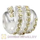 925 Sterling Silver Modern Glam Charm Bead With Jonquil Austrian Crystal Wholesale