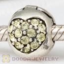 925 Sterling Silver Love Of My Life Clip Beads With Jonquil Austrian Crystal