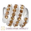 925 Sterling Silver Modern Glam Charm Bead With Light Colorado Topaz Austrian Crystal Wholesale