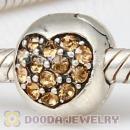 925 Sterling Silver Love Of My Life Clip Beads With Light Colorado Topaz Austrian Crystal