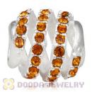 925 Sterling Silver Modern Glam Charm Bead With Topaz Austrian Crystal Wholesale