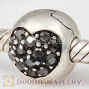 925 Sterling Silver Love Of My Life Clip Beads With Jet Austrian Crystal