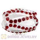 925 Sterling Silver Glistening Meander Charm Bead With Siam Austrian Crystal Wholesale
