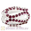 925 Sterling Silver Glistening Meander Charm Bead With Amethyst Austrian Crystal Wholesale