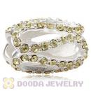 925 Sterling Silver Glistening Meander Charm Bead With Jonquil Austrian Crystal Wholesale