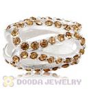 925 Sterling Silver Glistening Meander Charm Bead With Light Colorado Topaz Austrian Crystal