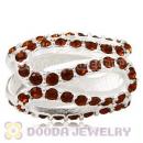 925 Sterling Silver Glistening Meander Charm Bead With Smoked Topaz Austrian Crystal