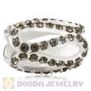 925 Sterling Silver Glistening Meander Charm Bead With Black Diamond Austrian Crystal