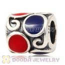 Authentic 925 Sterling Silver tendril Drum Charm Beads with Enamel colorful beads