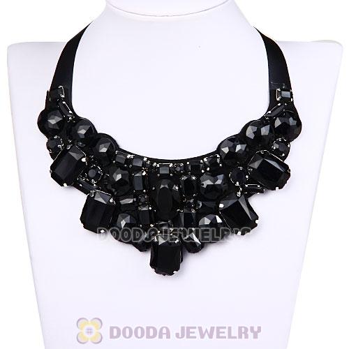 Rhinestone Crystal Diamond Silk Ribbon Choker Bib Necklace
