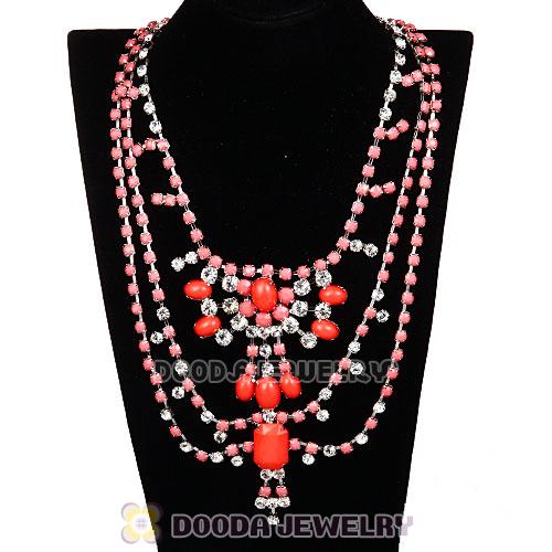 Resin Rhinestone Crystal Costume Jewelry Bib Necklace