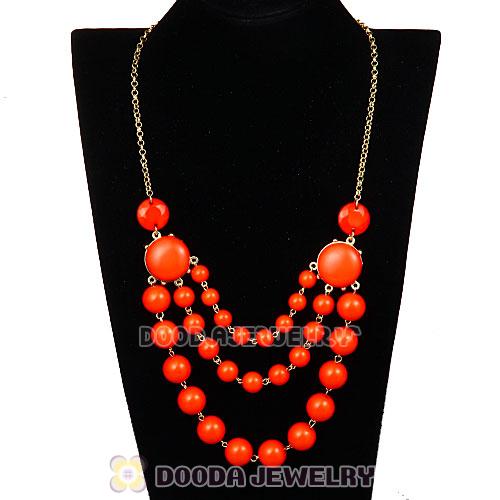 Gold Chain Three Layers Orange Resin Bubble Bib Statement Necklaces Wholesale 