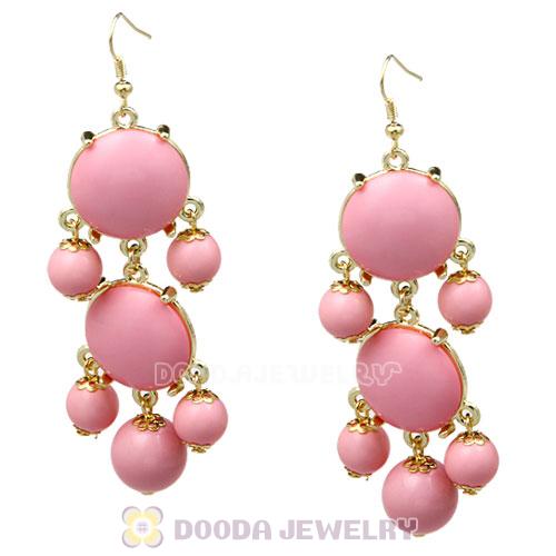 Fashion Gold Plated Pink Resin Chandelier Bubble Earrings Wholesale