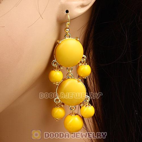 Fashion Gold Plated Yellow Resin Chandelier Bubble Earrings Wholesale