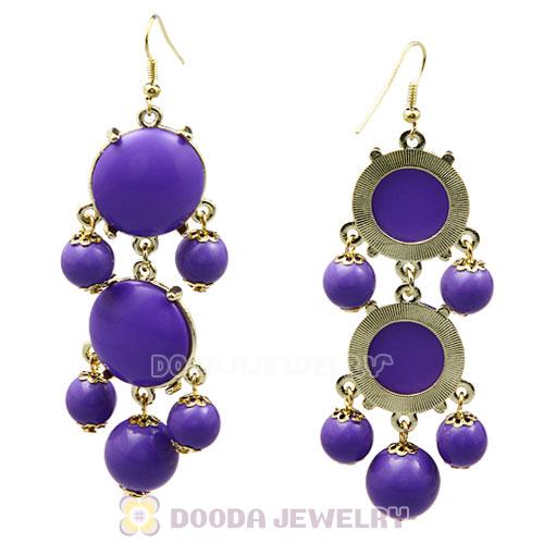 Fashion Gold Plated Lavender Resin Chandelier Bubble Earrings Wholesale