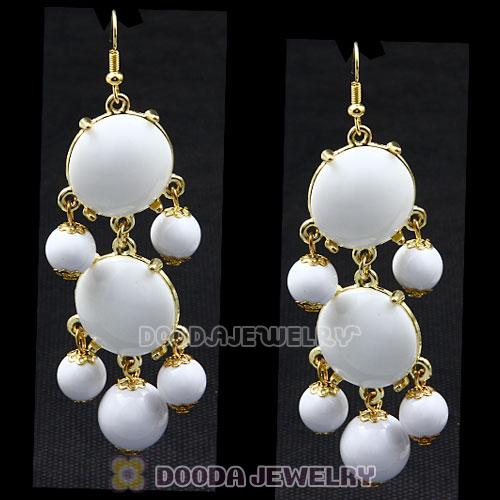 Fashion Gold Plated White Resin Chandelier Bubble Earrings Wholesale