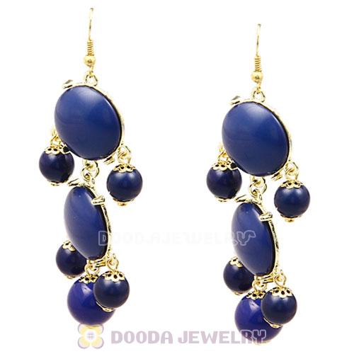 Fashion Gold Plated Navy Resin Chandelier Bubble Earrings Wholesale