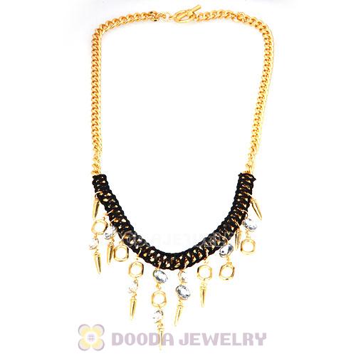 Chunky Gold Chain Rhinestone Crystal Pendant Necklace