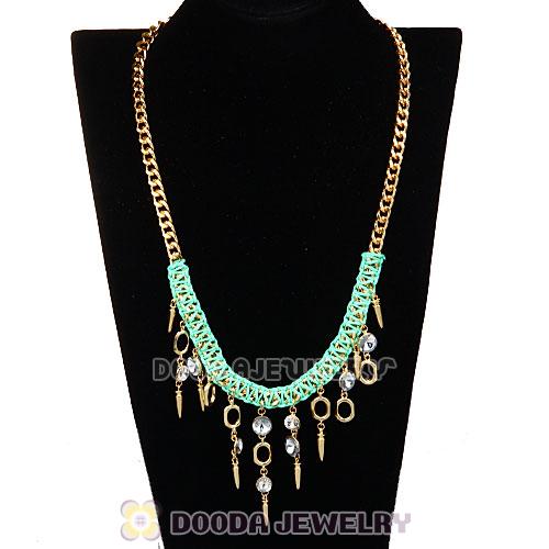 Chunky Gold Chain Rhinestone Crystal Pendant Necklace