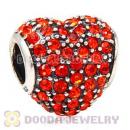 European Sterling Hyacinth Pave Heart With Hyacinth Austrian Crystal Charm