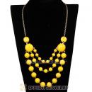 Gold Chain Three Layers Yellow Resin Bubble Bib Statement Necklaces Wholesale