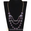 Gold Chain Three Layers Grey Resin Bubble Bib Statement Necklaces Wholesale