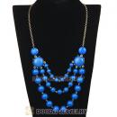 Gold Chain Three Layers Dark Blue Resin Bubble Bib Statement Necklaces Wholesale