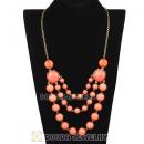 Gold Chain Three Layers Orange Resin Bubble Bib Statement Necklaces Wholesale