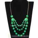 Gold Chain Three Layers Dark Green Resin Bubble Bib Statement Necklaces Wholesale