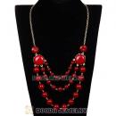 Gold Chain Three Layers Claret Resin Bubble Bib Statement Necklaces Wholesale