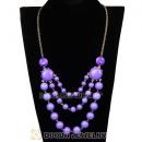 Gold Chain Three Layers Lavender Resin Bubble Bib Statement Necklaces Wholesale