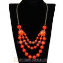Gold Chain Three Layers Orange Resin Bubble Bib Statement Necklaces Wholesale