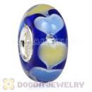 Handmade European Heart Glass Beads Inside Cubic Zirconia In 925 Silver Core