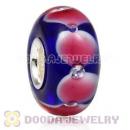 Handmade European Petals Glass Beads Inside Cubic Zirconia In 925 Silver Core