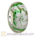 Handmade European Flower Blossom Glass Beads Inside Cubic Zirconia In 925 Silver Core