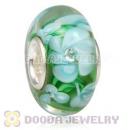 Handmade European Flower Blossom Glass Beads Inside Cubic Zirconia In 925 Silver Core