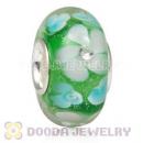 Handmade European Flower Blossom Glass Beads Inside Cubic Zirconia In 925 Silver Core