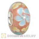 Handmade European Flower Blossom Glass Beads Inside Cubic Zirconia In 925 Silver Core