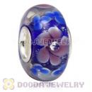 Handmade European Flower Blossom Glass Beads Inside Cubic Zirconia In 925 Silver Core