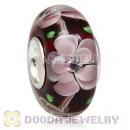 Handmade European Flower Blossom Glass Beads Inside Cubic Zirconia In 925 Silver Core