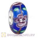 Handmade European Flower Blossom Glass Beads Inside Cubic Zirconia In 925 Silver Core