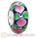 Handmade European Flower Glass Beads Inside Cubic Zirconia In 925 Silver Core