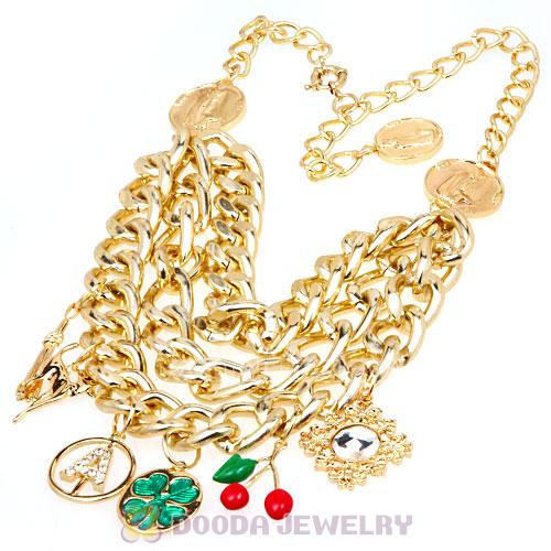 Gold Chunky Chain Charm Pendant Necklace Wholesale