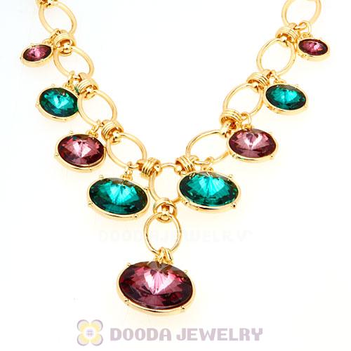 Fashion Ladies Gold Chain Rhinestone Crystal Bib Necklace