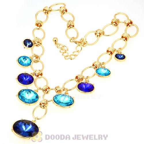 Fashion Ladies Gold Chain Rhinestone Crystal Bib Necklace